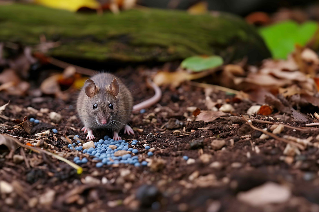 Rodent eating blue rat poisoning