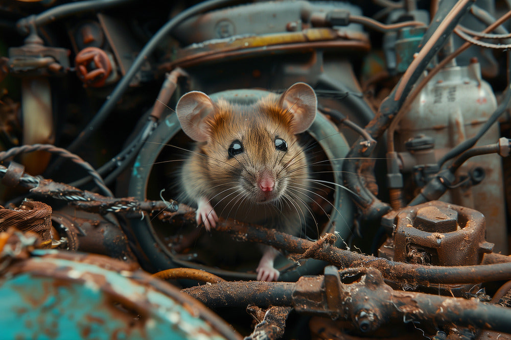 mouse nesting in car engine