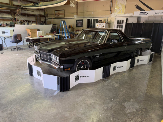 Classic El Camino stored indoors with a Box-Kat mouse barrier