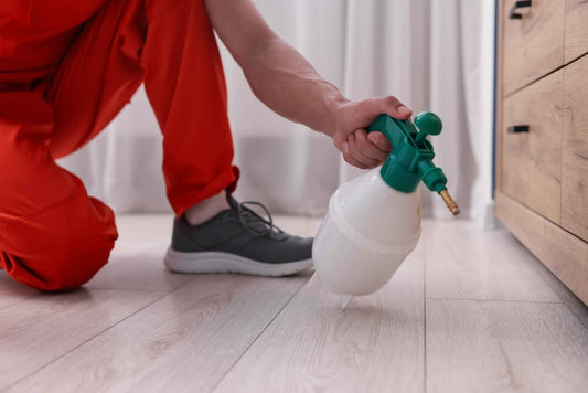 Rodent repellent spray on baseboard