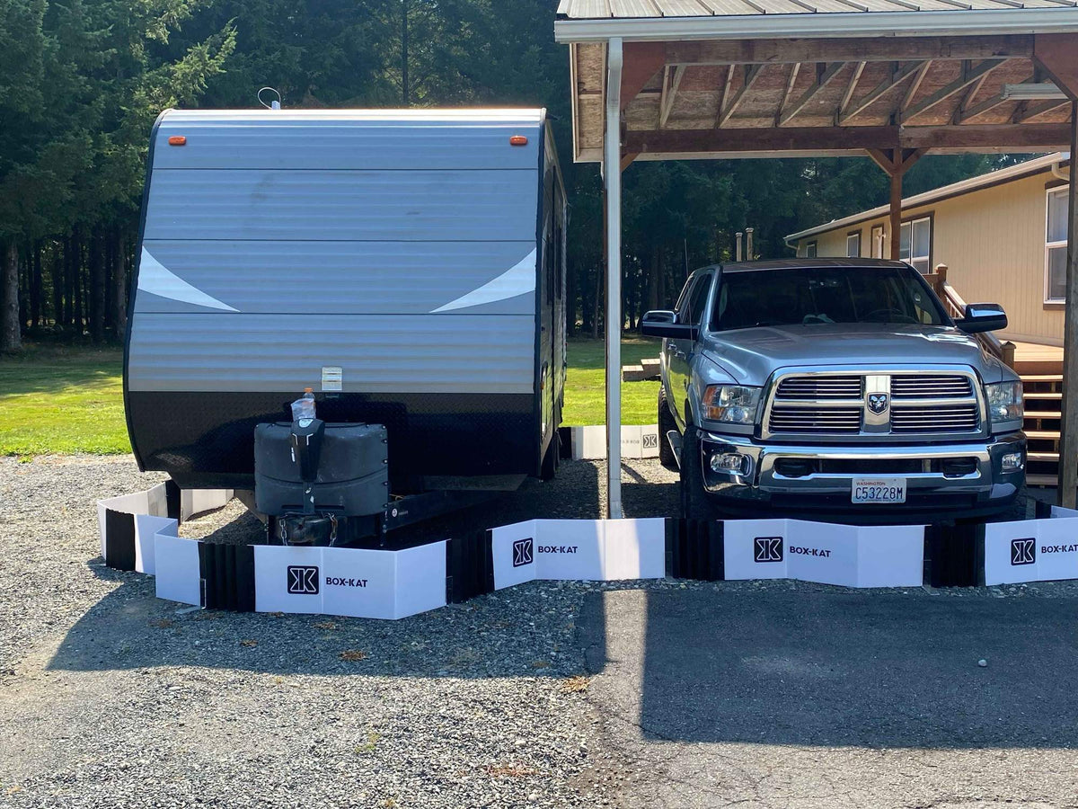 Vehicles parked inside Box-Kat mouse barriers
